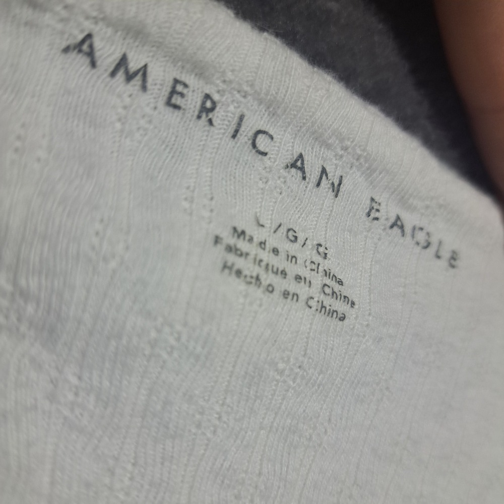 American Eagle Floral Ribbed Crop Tank Top White Blue Yellow Large Cottagecore - Picture 4 of 5